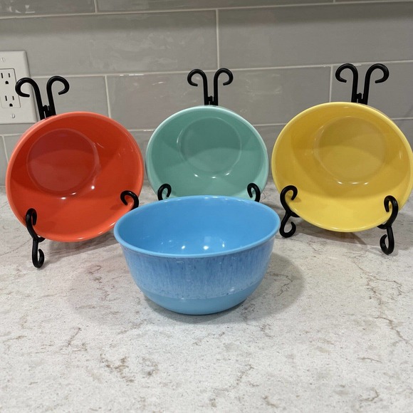 SET 4 BRIGHT MULTI Color Salad Cereal Bowls Melamine Panama Jack Fiesta Bahama - Picture 8 of 12